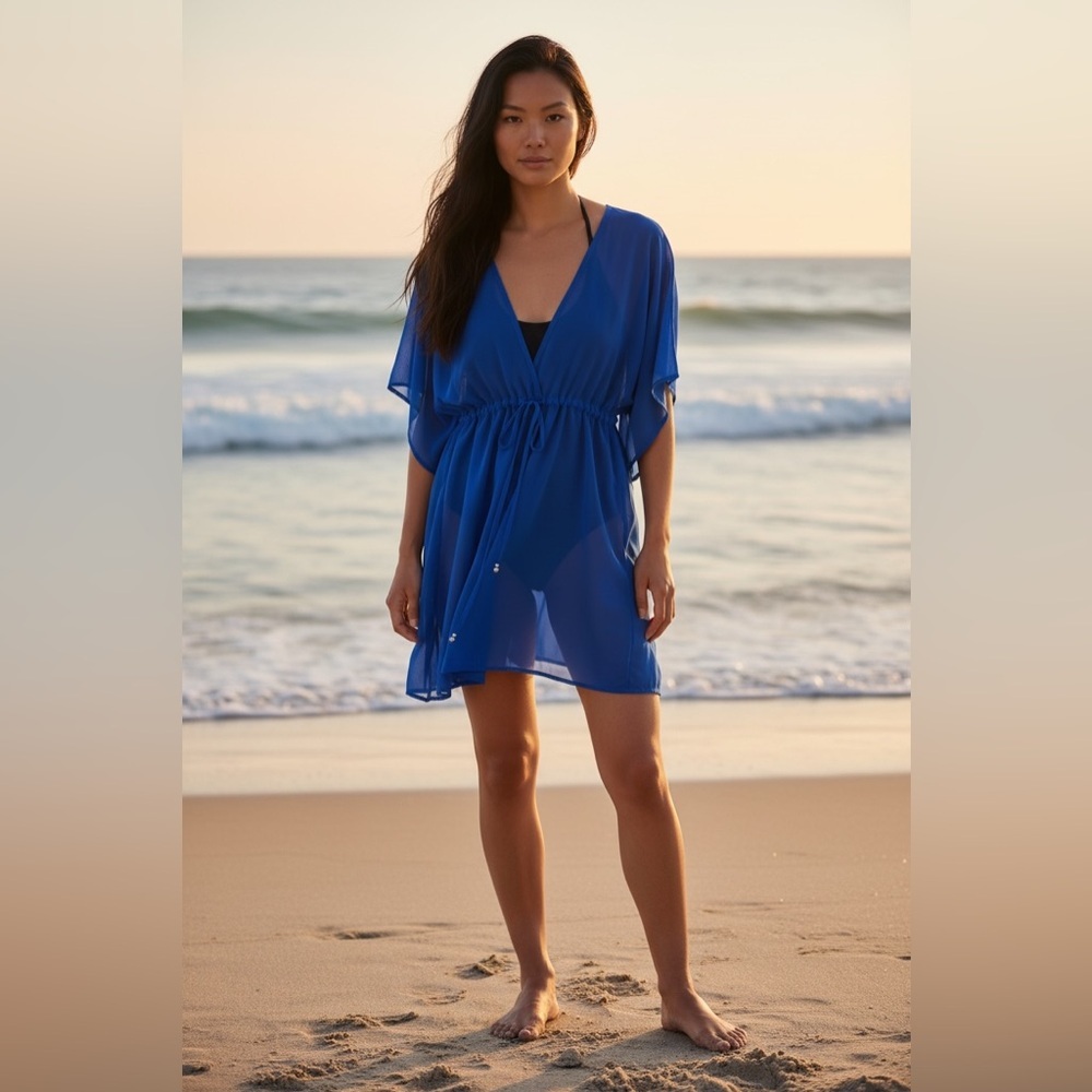 Echo Blue Sheer Swim Coverup, One Size